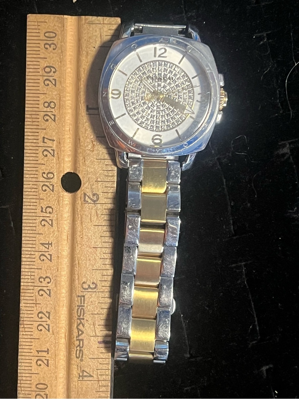 Coach Silver And Gold Toned Watch Bezzled Face With Logo Pre Owned